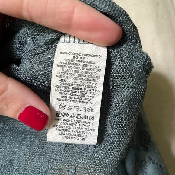 Free people lace and sheer blouse size x small dusty blue - Picture 9 of 10